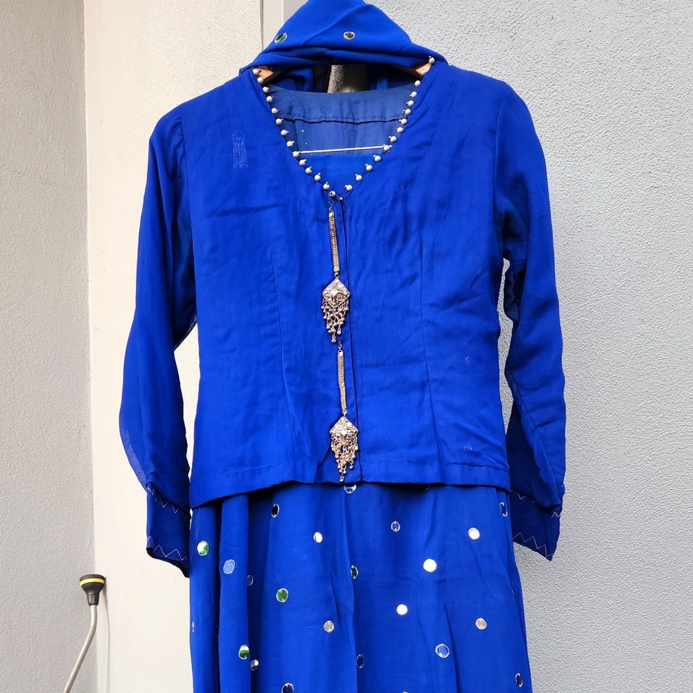 Women's three piece lengha set in beautiful blue size small